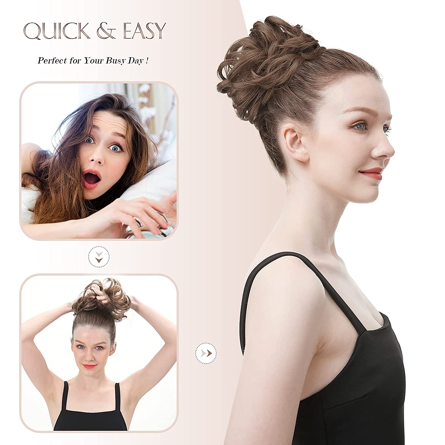 chignon disordinato pezzo di capelli chignon scrunchies sintetico ondulato ricci chignon coda di cavallo estensioni dei capelli di spessore updo posticci per le donne ragazze bambini 1 pz del 2025 a $13.99 -P2