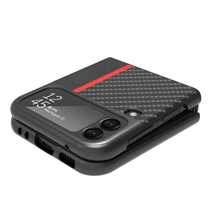 Phone Case For Samsung Galaxy Z Flip 6 Z Flip 4 Z Flip 3 Flip Flip Solid Colored PC PU Leather 2025 - $13.99 –P16