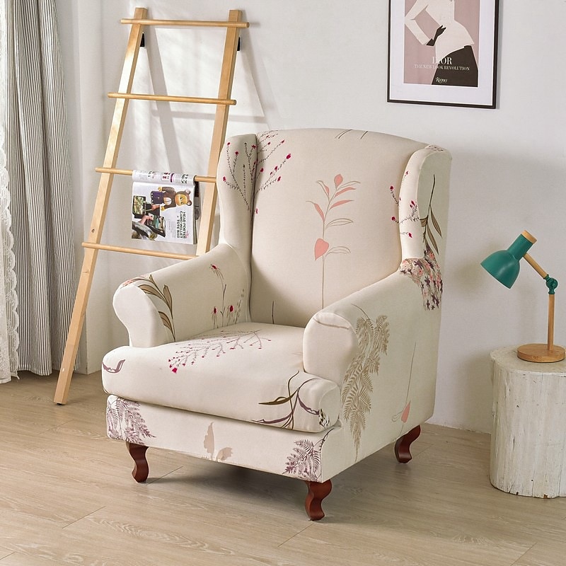 1 Set of 2 Pieces Stretch Wingback Chair Cover Floral Printed Wing Chair Slipcovers Spandex Fabric Wingback Armchair Covers with Elastic Bottom for Living Room Bedroom Decor 2025 - $47.99 –P10
