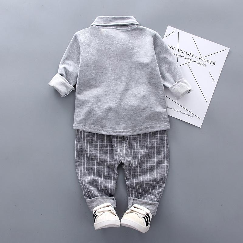 2-delig Ringdragerkostuums Jongens Kinderen Shirt & broek Kledingset Buiten Vakantie Casual Modieus Casual Ruitjes Streep Wit Grijs Katoen 2025 - $15.49 –P9