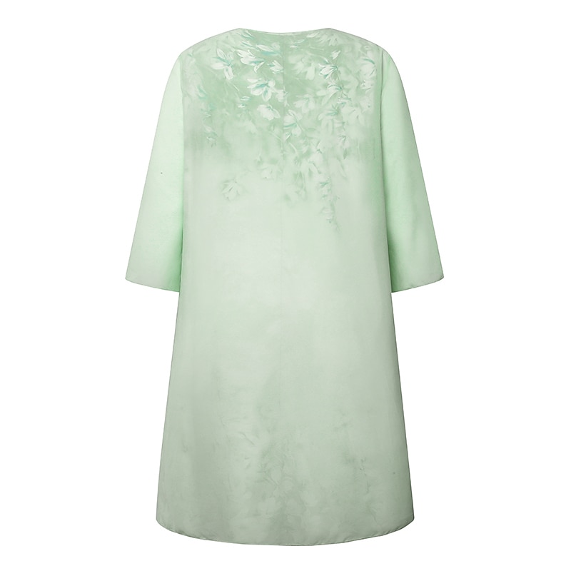 dam plus size kurva tvådelad klänning blommig rund halsringning 3 4-lång ärm vår sommar avslappnad knälång klänning ledig vardagsklänning 2025 - $35.99 –P14