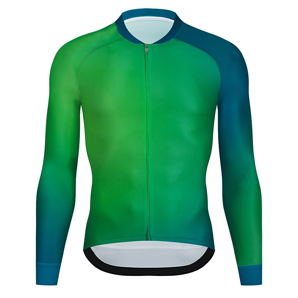 Herren Radtrikot Farbverlauf Langarm Fahhrad Trikot Oberteil mit 3 Gesäßtaschen Mountainbike MTB Straßenradsport Schnelltrocknend Reflektierende Streifen Rückentasche Feuchtigkeitsableitend Sport 2026 - $13.99 –P4