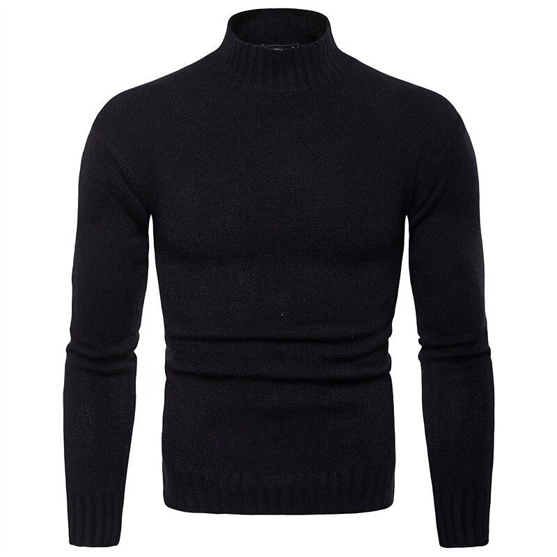 Férfi Pulóver Pulóver pulóver Garbó Bordázott Kötött Kötött Tömör szín Állógallér Alap Alkalmi Napi Szabadság Ruházat Tél Ősz Fekete Katonai zöld M L XL 2025 - $26.99 –P4