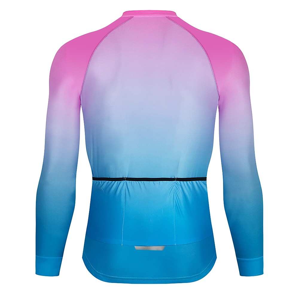 Herren Radtrikot Farbverlauf Langarm Fahhrad Trikot Oberteil mit 3 Gesäßtaschen Mountainbike MTB Straßenradsport Schnelltrocknend Reflektierende Streifen Rückentasche Feuchtigkeitsableitend Sport 2026 - $13.99 –P5