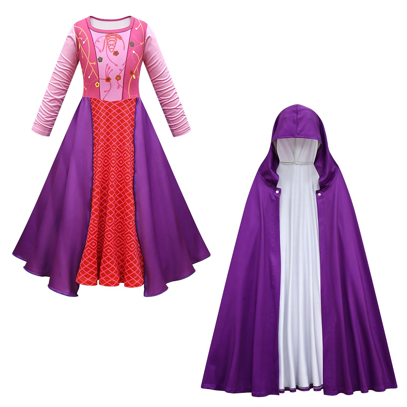 Hocus Pocus Witch Dress Cloak Vacation Dress Cosplay Movie Cosplay for Girls' Kid's Children's Day Masquerade 2025 - $31.99 –P9