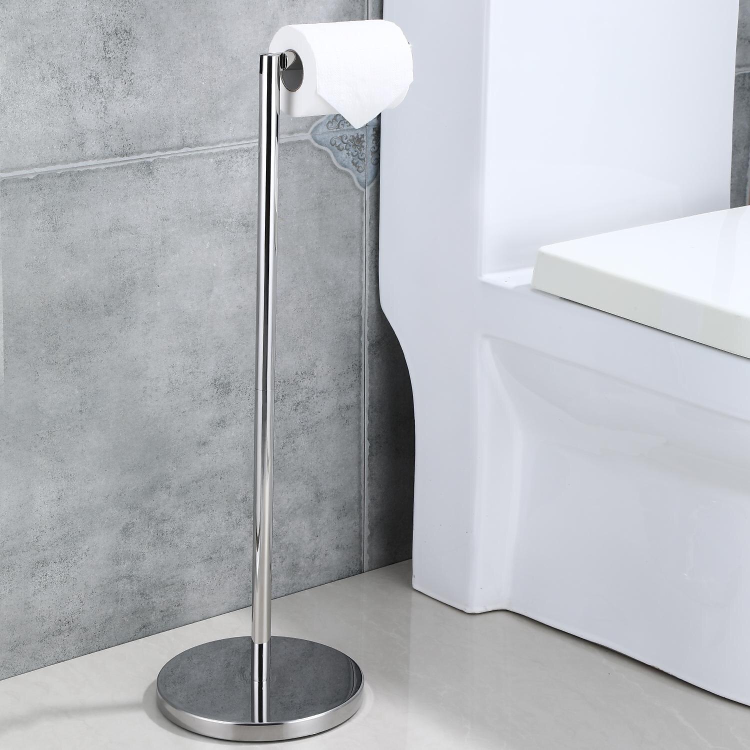 Free Standing Toilet Paper Holder Stand Mirror Polish Finished 304 Stainless Steel Rustproof Tissue Roll Holder Floor Stand Storage for Bathroom (Chrome) 2026 - $84.99 –P1