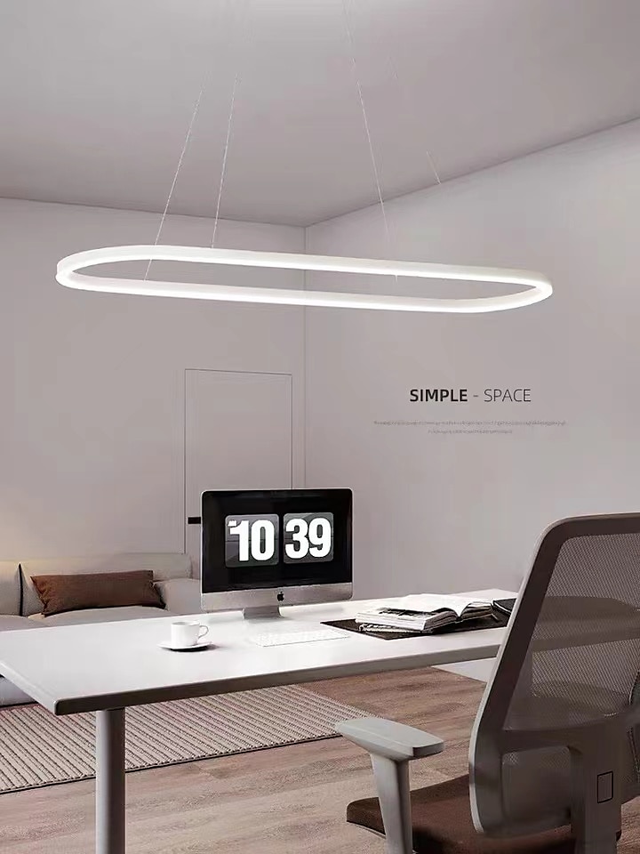Lampada a sospensione a led 1 luce 70c/90m 40w design ovale rettangolo alluminio finiture verniciate nere lampada moderna per sala da pranzo ristorante bar 110-240v solo dimmerabile con telecomando del 2025 a $140.99 –P4
