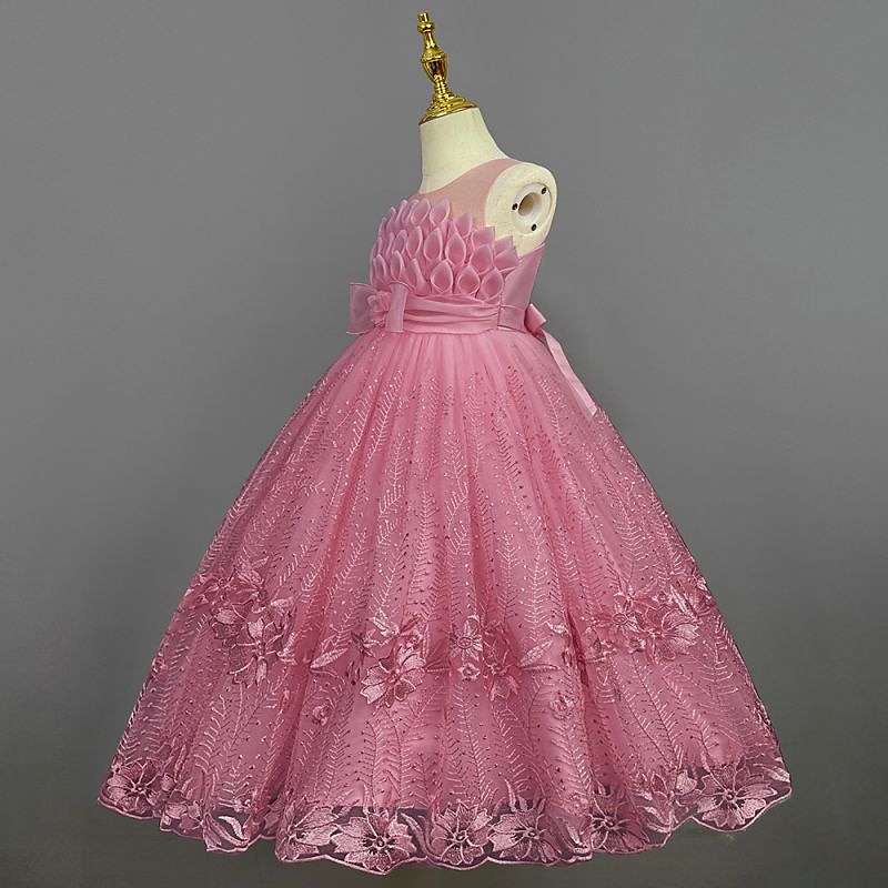 Enfants Fille Robe de demoiselle d'honneur Robe Couleur Pleine Sans Manches Utilisation Mariage Soirée Princesse Doux Coton Maxi Robe de princesse rose Robe Trapèze Robe de demoiselle d'honneur Et de 2025 ? $48.99 –P12