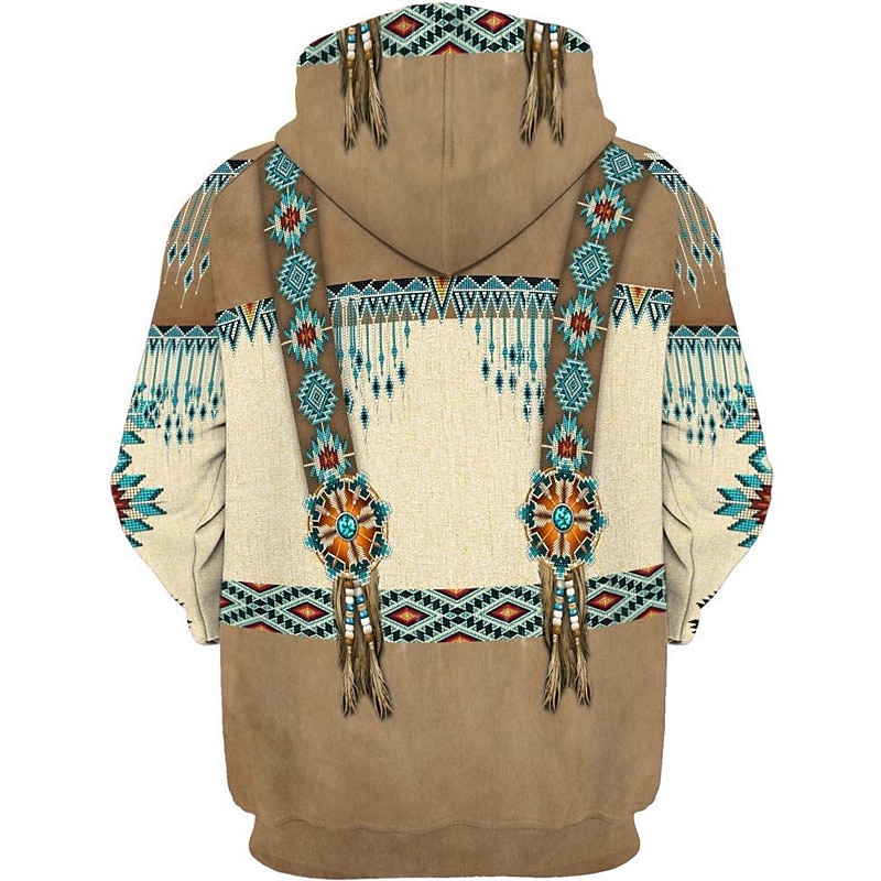 Hombre Tribal Estampados Sudadera Sudaderas Ropa de calle Étnico Manga Larga Con Capucha Deporte Diario Deportes Marrón Caqui Estampado Primavera & Otoño Diseñador 2025 - $31.99 –P2
