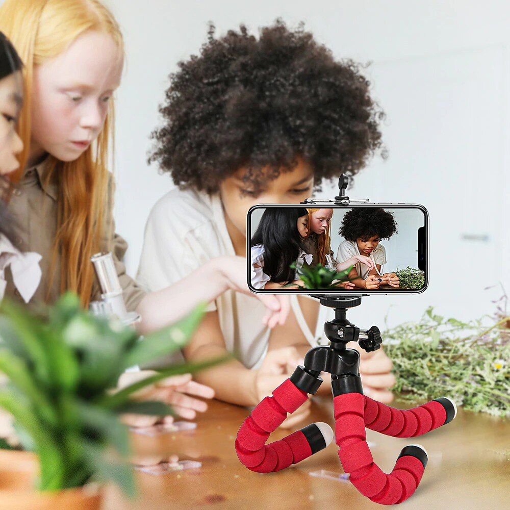 Tripé estilo perna de polvo flexível portátil ajustável antiderrapante suporte para telefone mini suporte com clipe para selfies de mesa vlogging transmissão ao vivo compatível com acessório de de 2025 por $15.99 –P2
