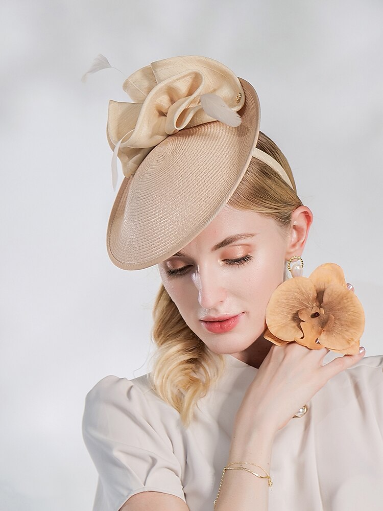 шляпа дерби в стиле Кентукки, элегантные пасторальные повязки на голову из абаки с рюшами/вечерний/чаепитие/головной убор с чашкой Мельбурна 2026 - $32.99 –P7