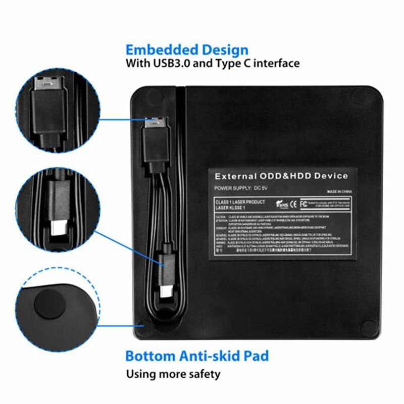 Slim External CD DVD RW Drive USB 3.0 Burner Burner Player Card Reader for Laptop 2025 - $33.99 –P5