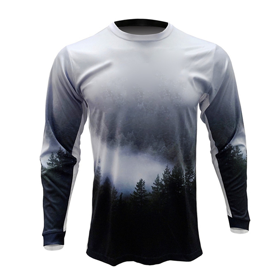 Voor heren Downhill Jersey Lange mouw Fietsen Shirt Kleding Bovenlichaam met 3 achterzakken Ademend Sneldrogend Zacht Comfortabel Zwart Leger Groen Marine Blauw Grafisch Polyester Spandex Sport 2025 - $21.99 –P1