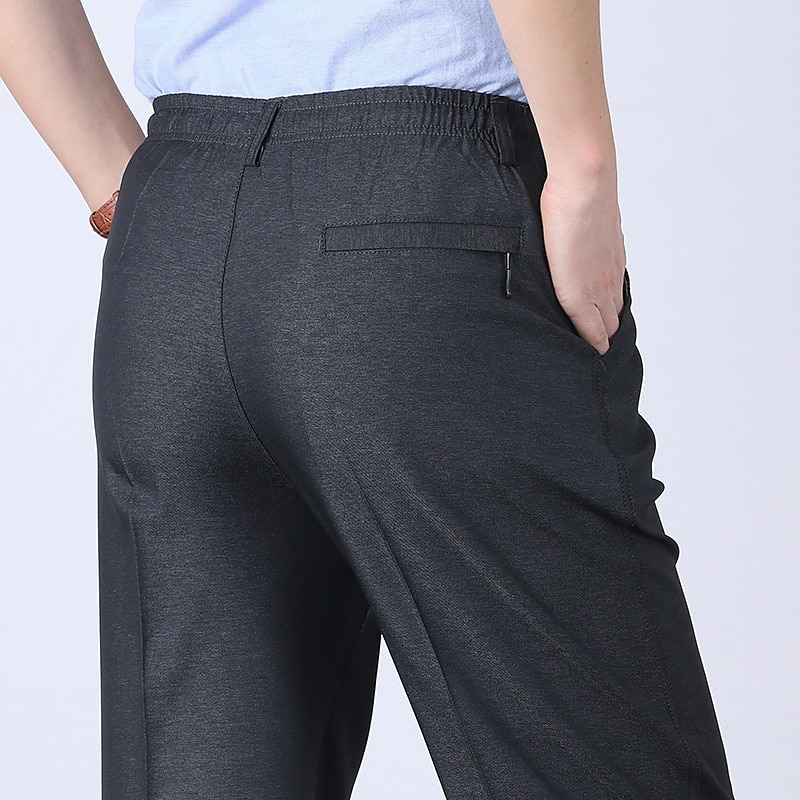 Herren Anzughosen Hose Hosen Chinesisch Chino Elastische Taille Glatt Komfort Atmungsaktiv Hochzeit Geschäft Casual Modisch Klassisch Schwarz Staubiges Blau Hoher Taillenbund elastisch 2025 - $16.49 –P8