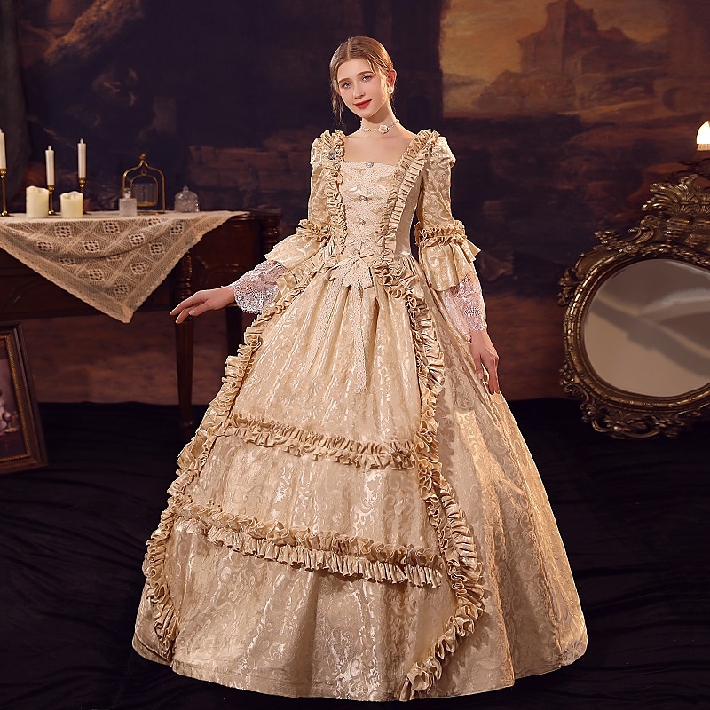Princess Shakespeare Plus Size Gothic Rococo Vintage Inspired Medieval Party Costume Masquerade Women's Costume Vintage Cosplay Wedding Party 3/4-Length Sleeve Ball Gown Christmas 2025 - $203.49 –P4