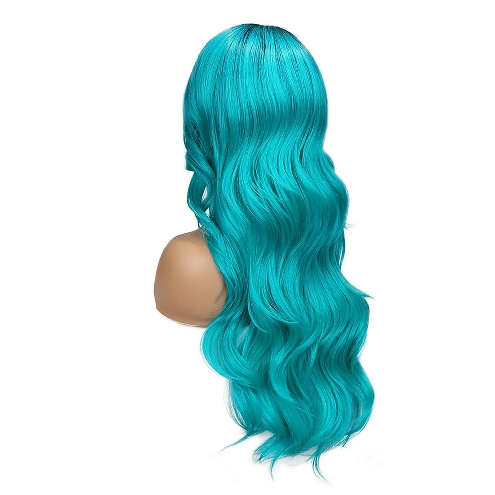 Perruques Ombre Aimante Vert Bleu Longues Bouclées Wavy Perruque Teal Blue Partir sur le Côté 2 Tons Racines Foncées Perruques de Fête Quotidienne Cosplay pour Femmes Perruques d'Halloween de 2025 ? $31.99 –P4