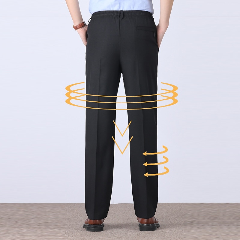 Herren Anzughosen Hose Hosen Chinesisch Chino Elastische Taille Glatt Komfort Atmungsaktiv Hochzeit Geschäft Casual Modisch Klassisch Schwarz Staubiges Blau Hoher Taillenbund elastisch 2025 - $16.49 –P2