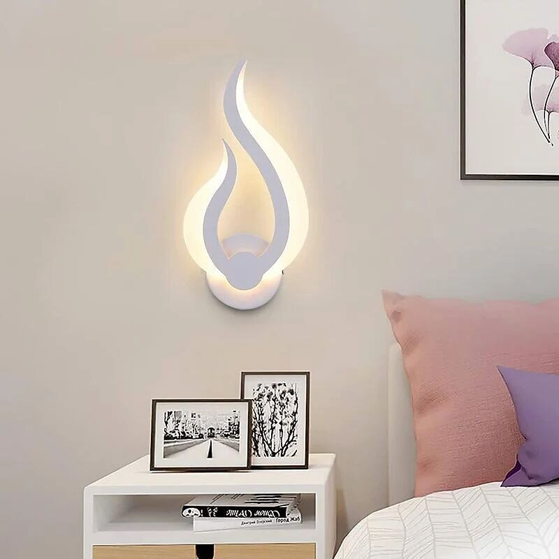Lightinthebox Lámparas de pared LED de 1 luz de 31 cm, apliques de pared con diseño en forma de fuego, tiendas/cafeterías de estilo minimalista moderno, aplique de acrílico genérico 10w ip44 2025 - $42.99 –P8