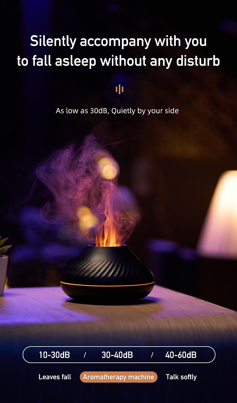 Volcano Air Humidifier Aroma Diffuser Essential Oil Lamp 130ml USB Portable Air Humidifier with 7 Colors Flame Night Light 2025 - $31.99 –P1