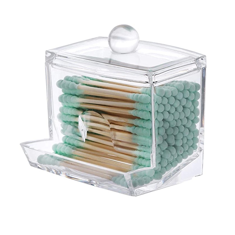 scatola portaoggetti per tamponi di cotone acrilico portatile trasparente per trucco batuffolo di cotone contenitore cosmetico custodia per gioielli in cristallo senza tamponi di cotone del 2025 a $4.99 –P6