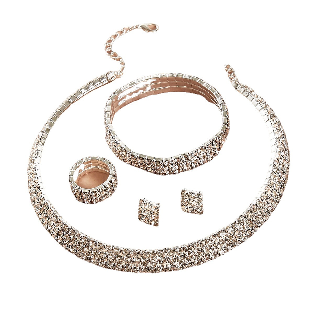 I monili nuziali 5 set Acciaio inossidabile Anelli 1 collana 1 bracciale Orecchini Per donna Personalizzato Moda Artistico Classico Prezioso Di forma geometrica Parure di gioielli Per Natale Strada del 2025 a $10.49 –P5