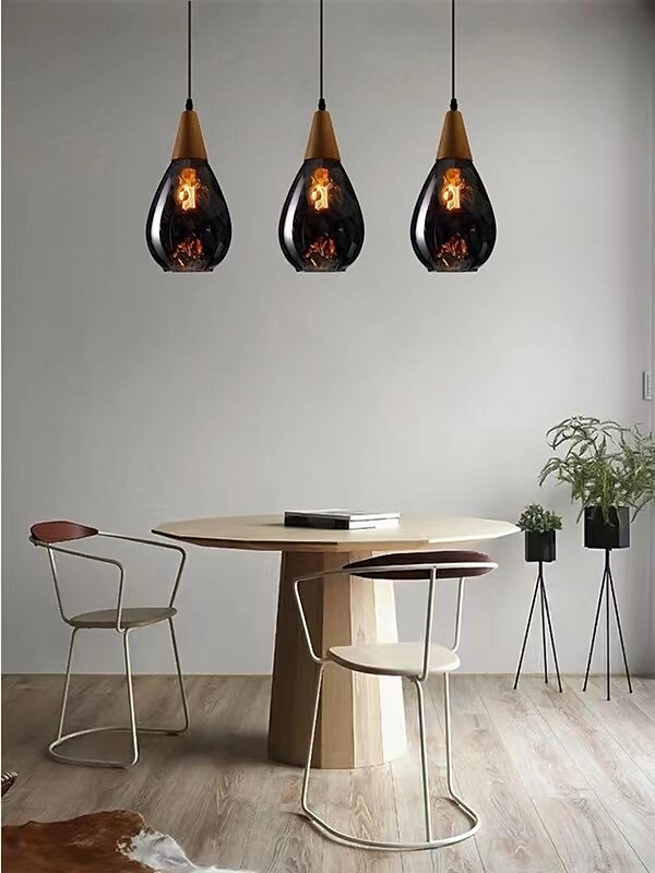 1-valo 30cm massiivipuinen lasiriippuvalaisin led tyylikäs yksimuotoinen saari valot modernit ravintolakaupat / kahvilat olohuoneen valot 220-240v 110-120v 2025 - $80.99 –P5