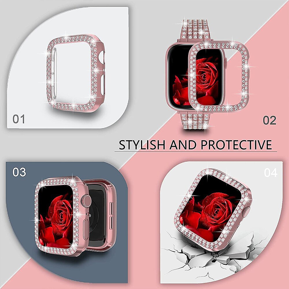 Jewelry Bracelet Compatible with Apple Watch band 38mm 40mm 41mm 42mm 44mm 45mm 49mm with Case Women Luxury Stainless Steel Rhinestone Strap Replacement Wristband for iwatch Series Ultra 8 7 6 5 4 3 2026 - $19.99 –P4