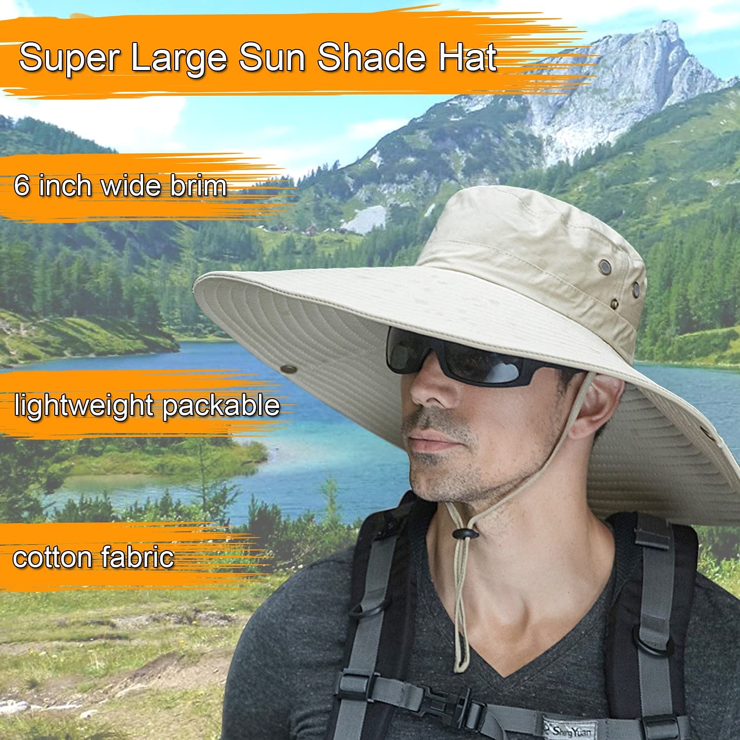 Wide Brim Sun Hat UPF50+ Fishing Hat Waterproof Quick Dry