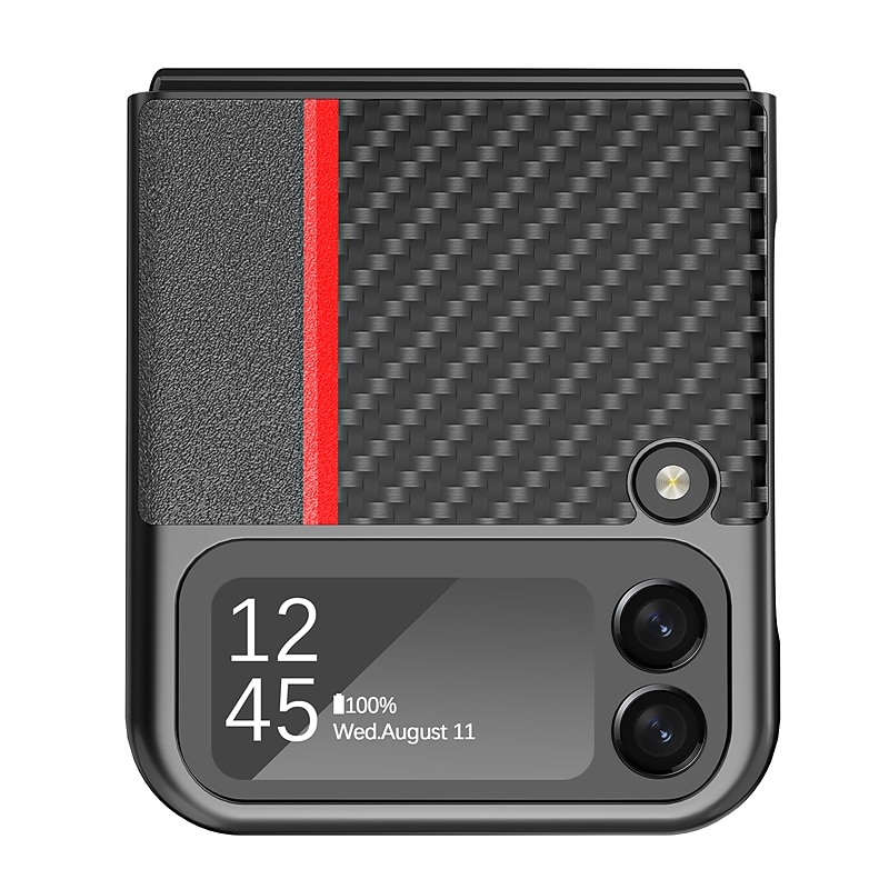 Phone Case For Samsung Galaxy Z Flip 6 Z Flip 4 Z Flip 3 Flip Flip Solid Colored PC PU Leather 2025 - $13.99 –P17