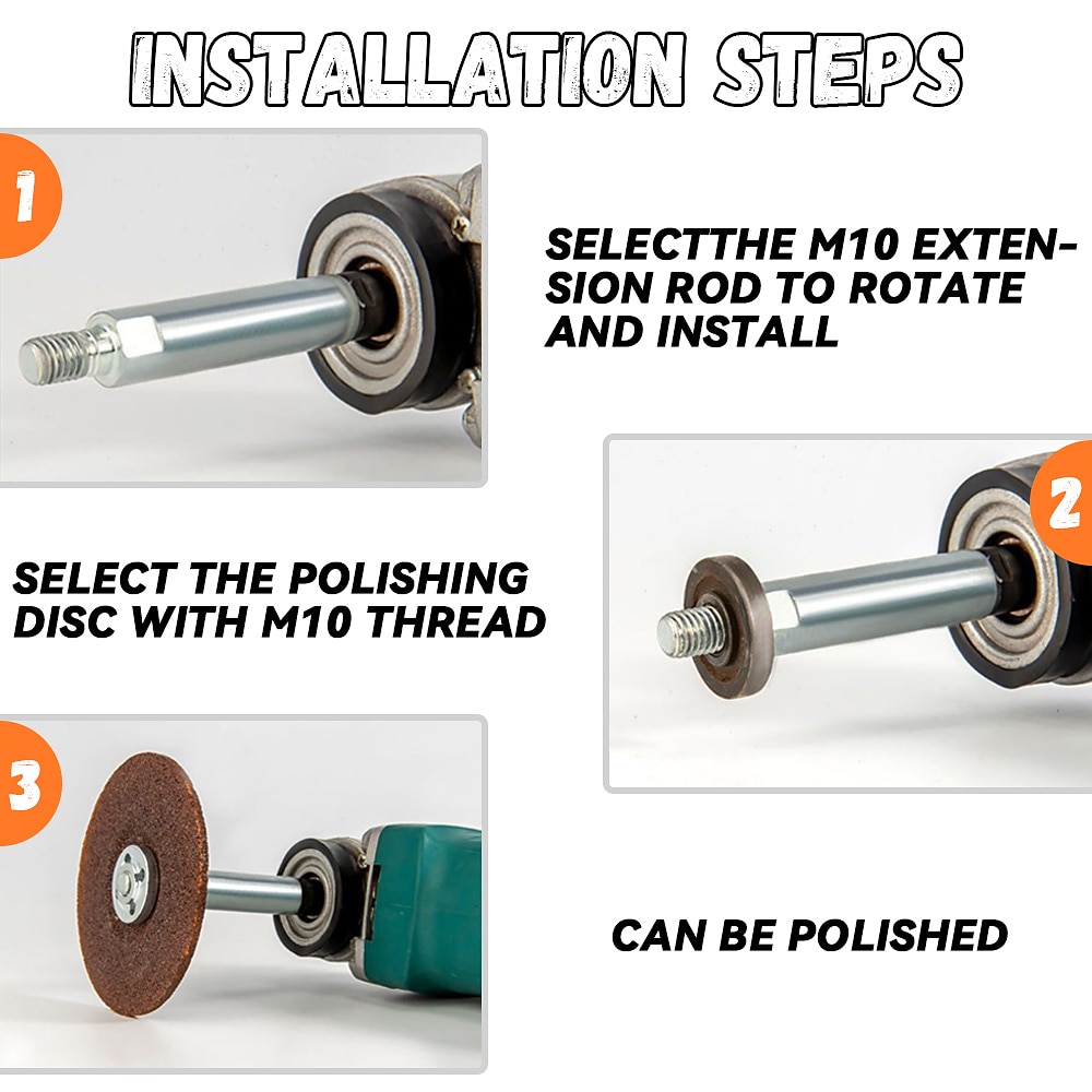 haakse slijper bit extension as 80mm m10 duurzame drijfstang voor polijsten pad slijpen verbinding adapter power tool 2026 - $9.99 –P10