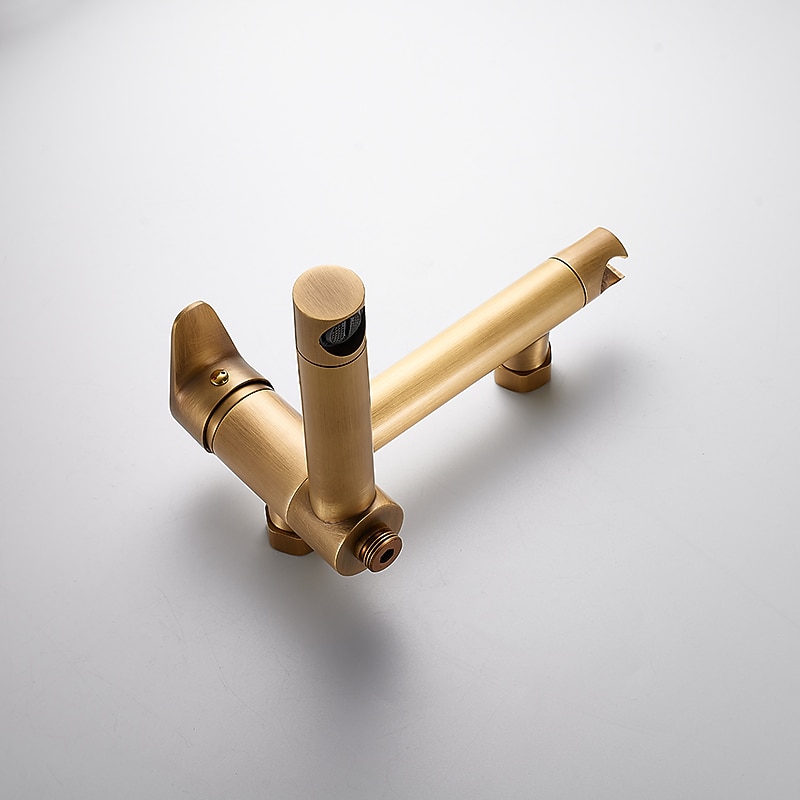 vintage kylpyammehana kaksoisputki seinään kiinnitettävä kultainen, kylpyammeen täyttöhana messinkihana, jossa käsisuihku, keraaminen venttiili yhden kahvan ohjaus 2026 - $203.99 –P3