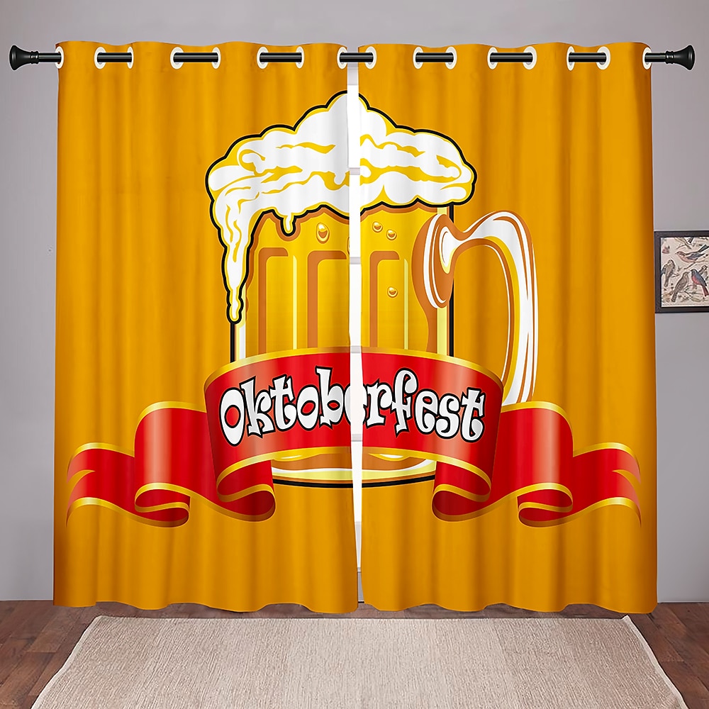 2 paneles szett sötétítő függöny oktoberfest design hőszigetelt függöny hálószobába nappali modern átvezetéses ablakfüggöny függönyfüggöny 2025 - $45.99 –P5