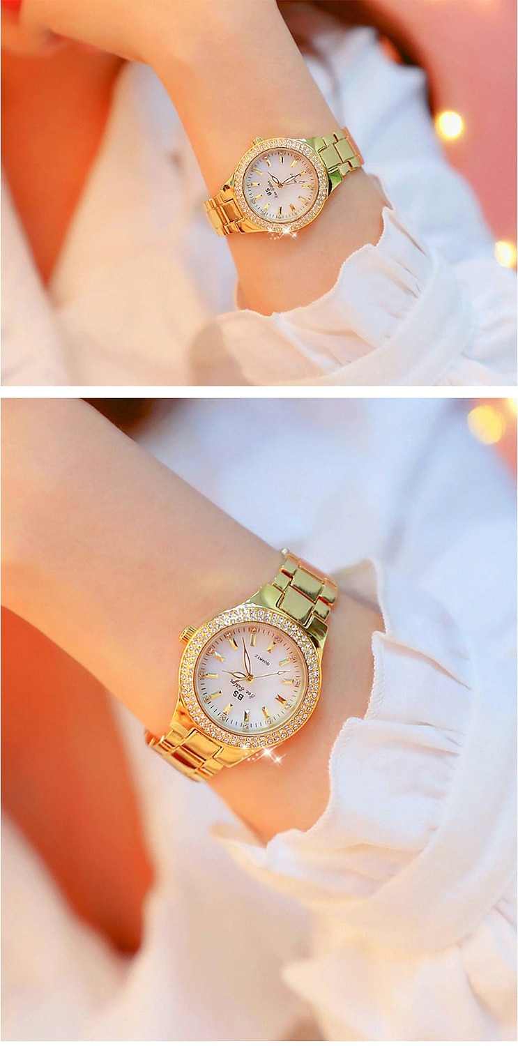 Quartz Ladies Wrist Watches Gift for women Dress Gold Crystal Diamond Watches Analog Quartz Luxury Stainless Steel Silver Clock 2026 - $33.39 –P5