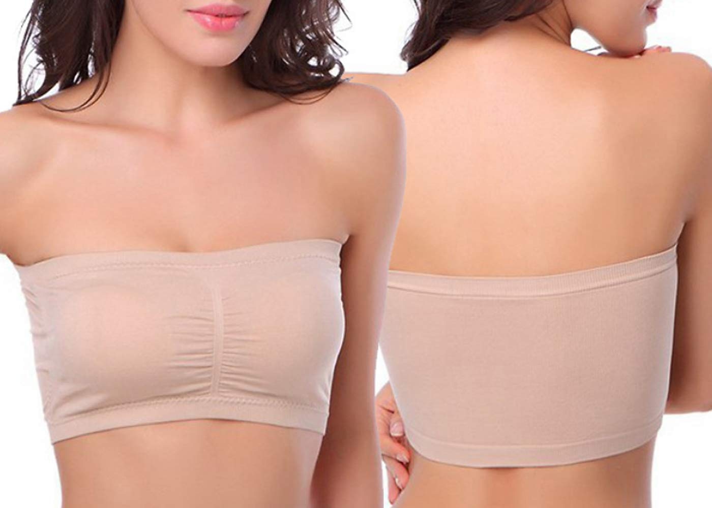 női bandeau melltartó pánt nélküli cső felső sima bézs sztreccs kényelmes puha légáteresztő fehérnemű tavaszi nyár alkalmi napi láthatatlan könnyű varrat nélküli 2025 - $13.49 –P3