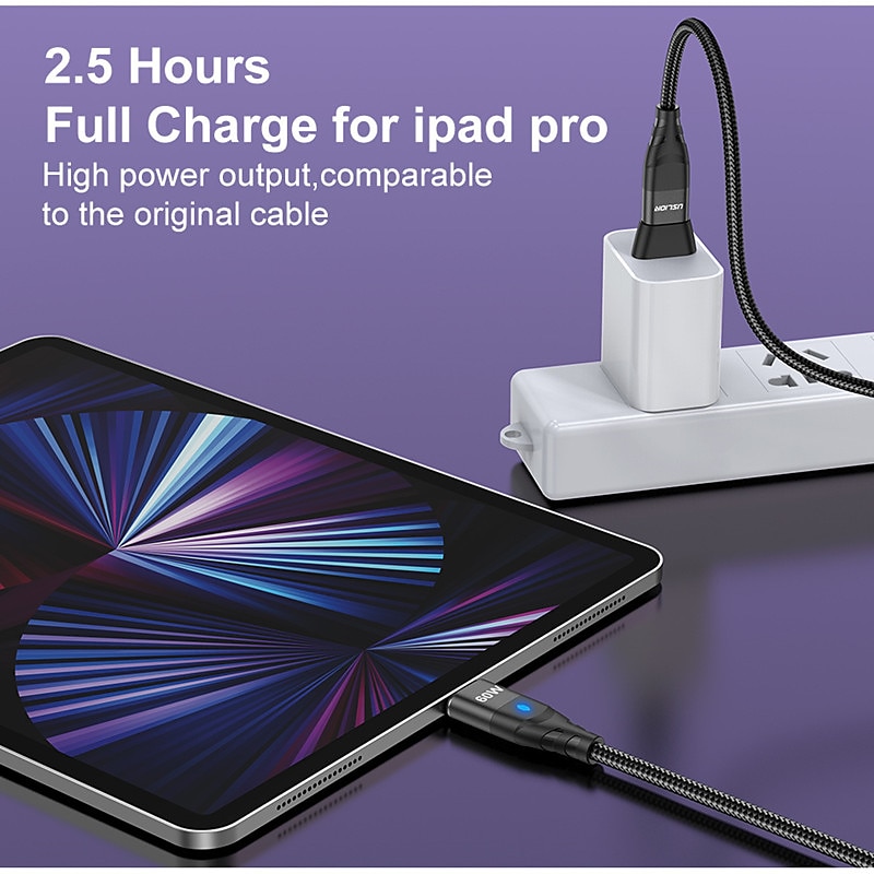 Кабель USB 3.0 60W 3,3 фута USB-C на Lightning/микро/USB-C 3 A Быстрая зарядка Высокая скорость передачи данных нейлон плетеный Прочный Магнитный Назначение Macbook Samsung Xiaomi 2025 - $22.99 –P3