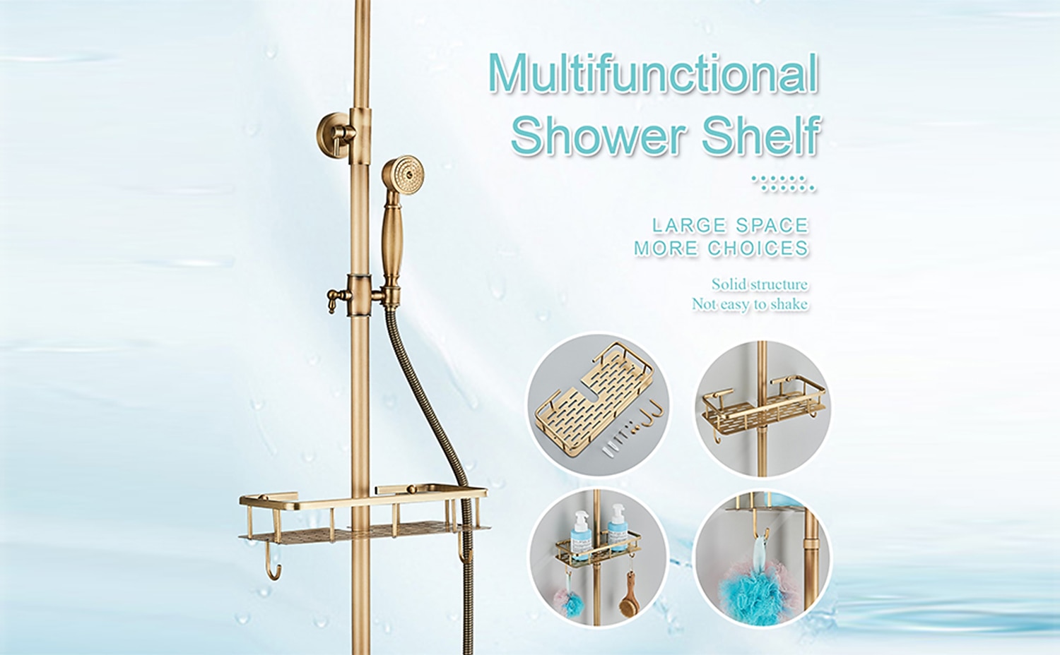 Shower Faucet,Shower System Set,Rainfall Antique Brass Shower Fixture 8 Inch Shower Head Handled Shower Waterfall Tub Spout Wall Mounted Outdoor Shower System with Shower Shelf 2026 - $372.59 –P4