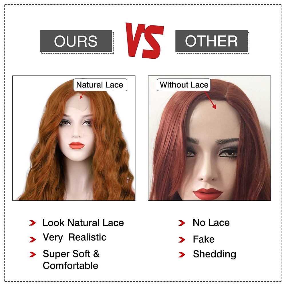 kawaii pruik voor vrouwen lang golvend koperen rode pruik krullend synthetisch kant pruik water wave gember pruik diepe golf halloween cosplay dagelijkse party haar vervanging pruik sadie wastafel 2025 - $36.99 –P4