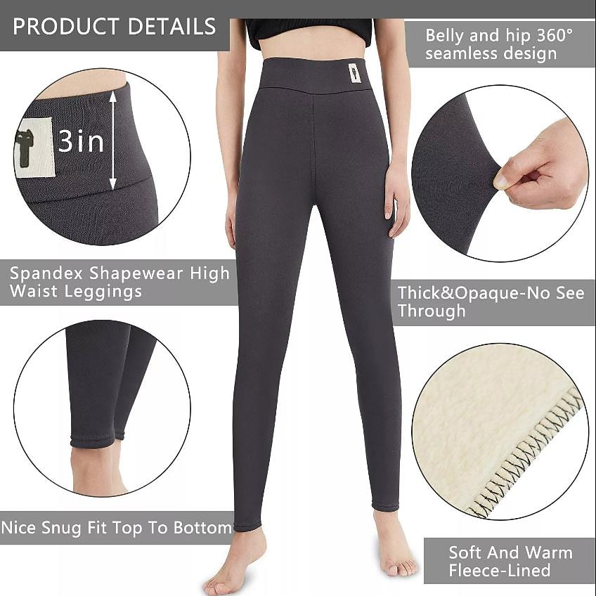 Women's Normal Fleece Pants Tights Leggings Fashion Tights Full Length Mid Waist Cat Tummy Control Butt Lift Comfort Stretchy Daily Black Gray Fall & Winter Skinny 2025 - $13.99 –P2