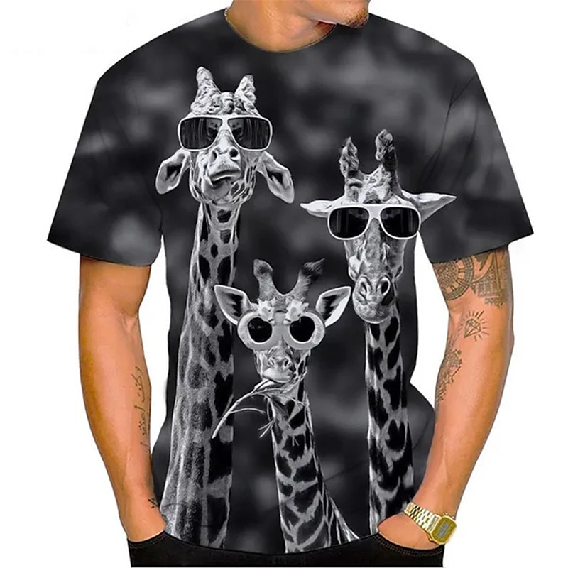 Bărbați Unisex Animal Girafă Imprimeu Grafic Tricou Tricouri amuzante Manșon scurt Tricou Tipărire 3D Stil Nautic Cămașă Sport Designer Casual În aer liber Stradă Zilnic Galben Mov Portocaliu Vară 2025 - $17.99 –P4