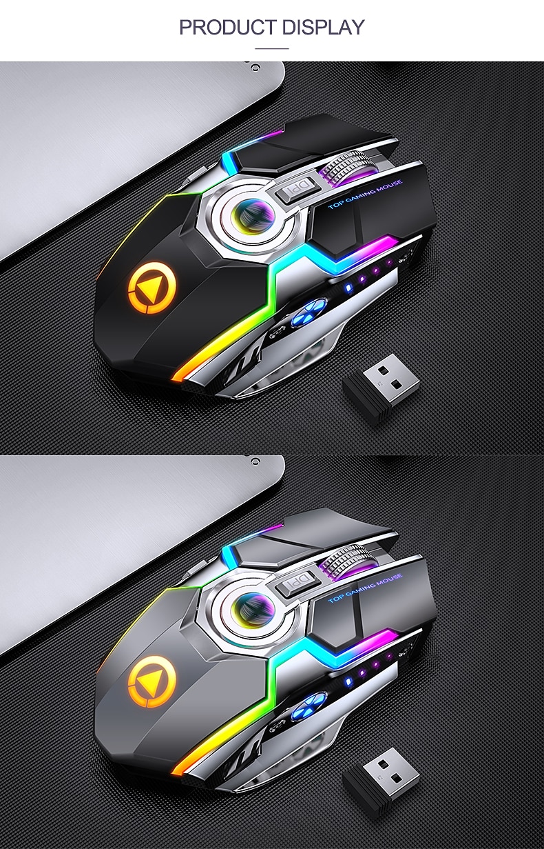 A5 rechargeable wireless mouse gaming RGB luminous mute silent colorful computer gaming mouse 2025 - $43.99 –P9
