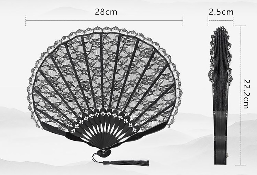 Classical Style Silk Composite Black Lace Fan Style Folding Fan Hand Held Gift Elegant 2025 - $15.49 –P3