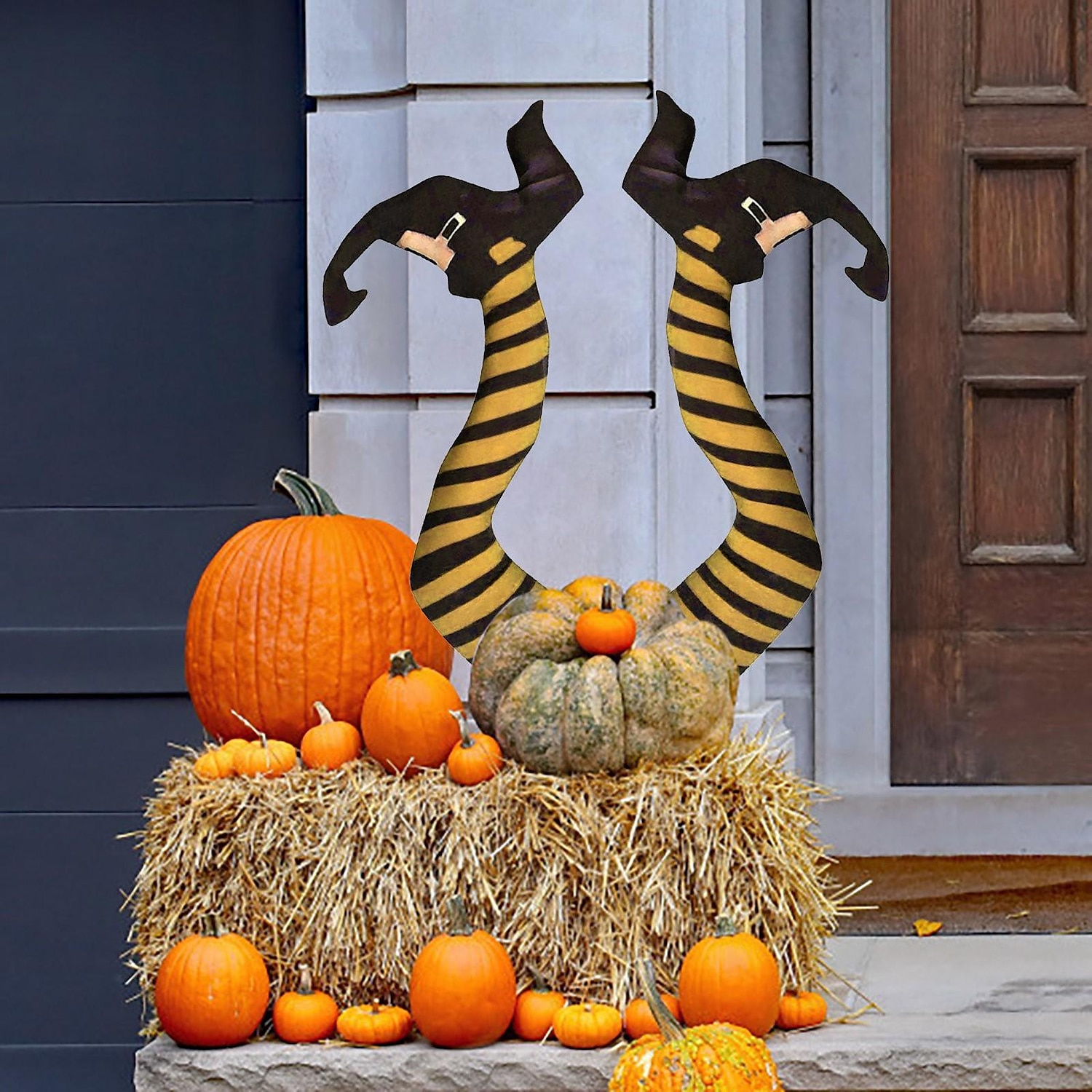 halloweenské nohy zlé čarodějnice s kolíky, halloweenská čarodějnická rekvizita, halloweenská venkovní dekorace, dekorace na trávník, dvůr a terasu halloweenská dekorace 2025 - $20.99 –P1