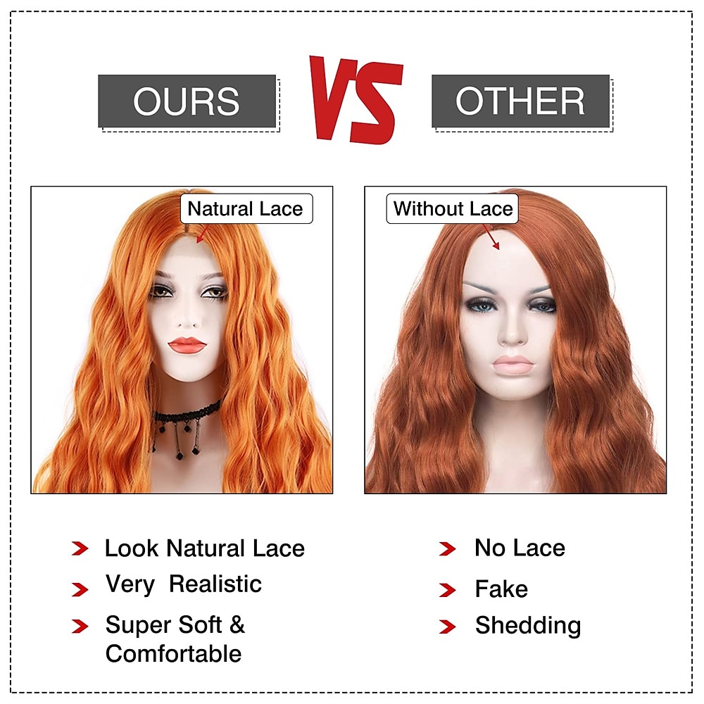 kawaii pruik voor vrouwen lang golvend koperen rode pruik krullend synthetisch kant pruik water wave gember pruik diepe golf halloween cosplay dagelijkse party haar vervanging pruik sadie wastafel 2025 - $36.99 –P15