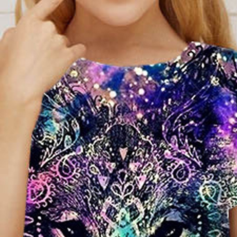 Fete 3D Animal Galaxie Lup Tricou Manșon scurt Tipărire 3D Vară Primăvară Activ Modă Drăguţ Poliester Copii 3-12 ani În aer liber Zilnic Fit regulat 2025 - $11.99 –P5