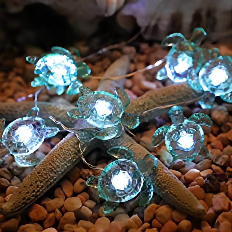 Guirlande lumineuse décorative tortue de mer 5.7m 40leds usb plug-in fil de cuivre argenté guirlande lumineuse thème plage pour projets de décoration intérieure extérieure (télécommande blanc froid de 2025 ? $26.99 –P7
