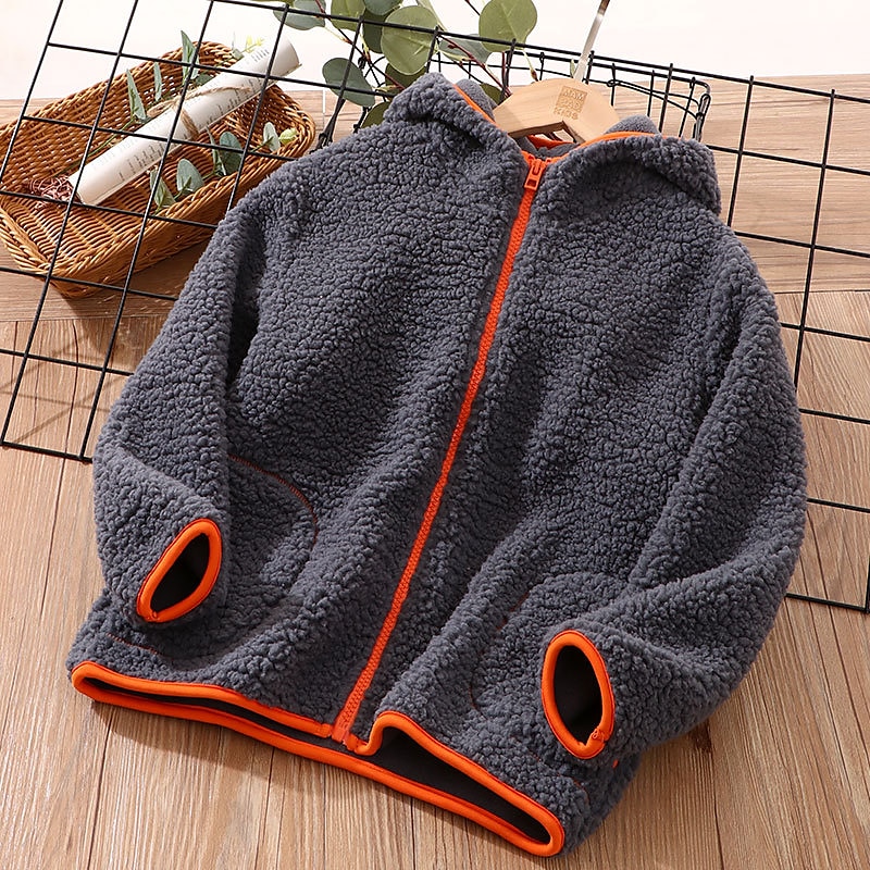 Kids Boys Fleece Jacket Long Sleeve Gray Pink Navy Blue Plain Fall Winter Fleece Full-Zip Jacket 2025 - $26.99 –P11