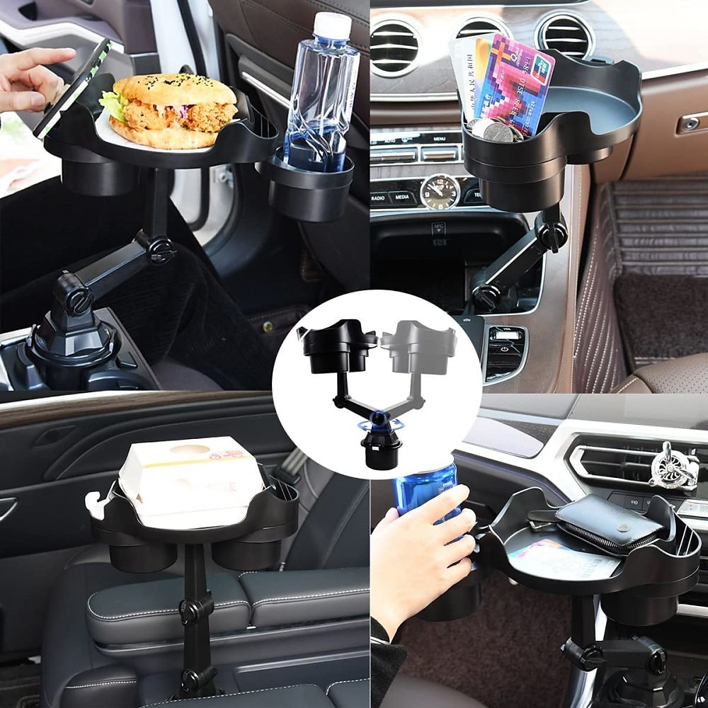 Getränkehalter-Expander für das Auto um 360 Grad drehbar, verstellbarer  6,3-Zoll-Oberflächen-Auto-Tabletttisch und Getränkehalter mit 3 Untersetzer- Auto-Getränkehalter-Tablett gelten für alle 2024 - $19.99