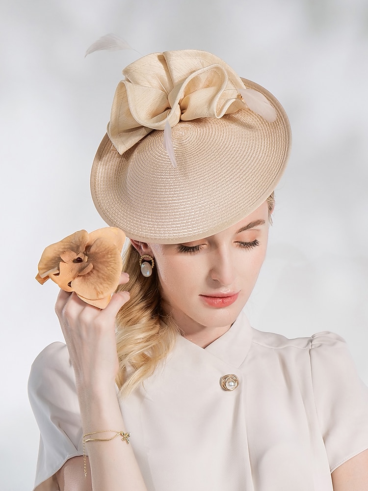 шляпа дерби в стиле Кентукки, элегантные пасторальные повязки на голову из абаки с рюшами/вечерний/чаепитие/головной убор с чашкой Мельбурна 2026 - $32.99 –P6