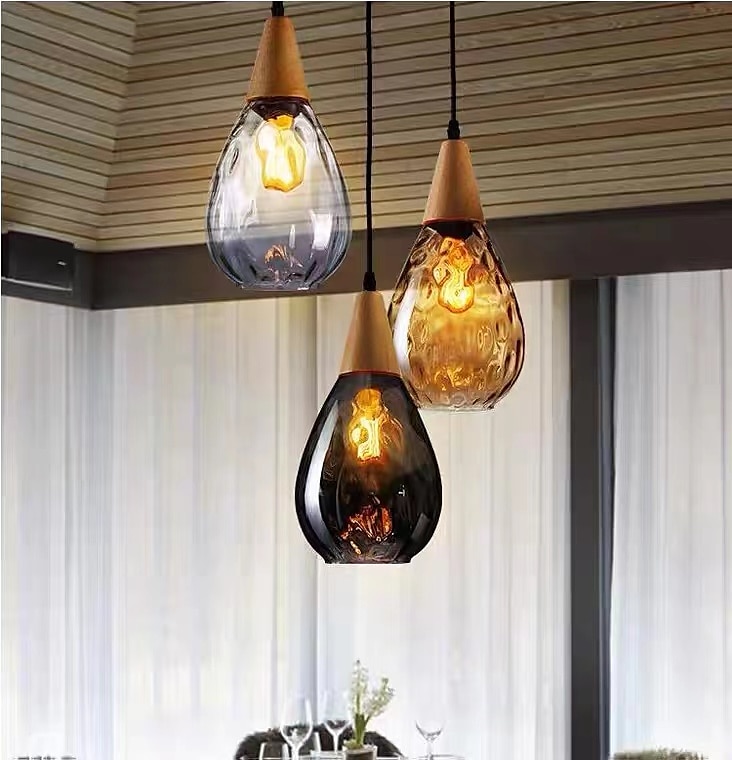 1-valo 30cm massiivipuinen lasiriippuvalaisin led tyylikäs yksimuotoinen saari valot modernit ravintolakaupat / kahvilat olohuoneen valot 220-240v 110-120v 2025 - $80.99 –P3