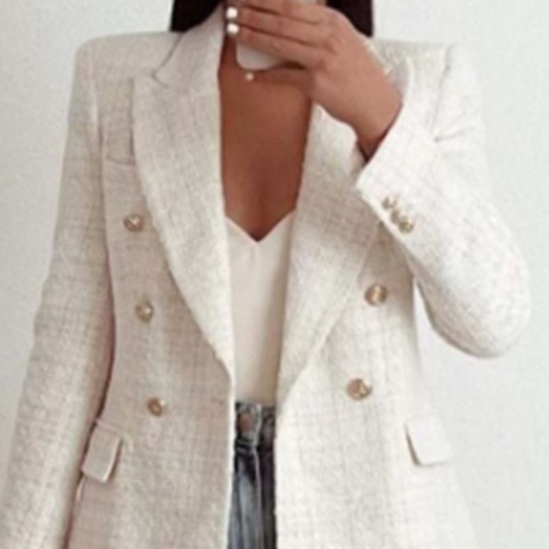 Women's Blazer Casual Jacket Lightweight Comfortable Formal Office / Career Street Weekend Button Pocket Double Breasted Turndown Fashion Professional OL Style Formal Solid Color Regular Fit Outerwear 2024 - $51.99 –P3